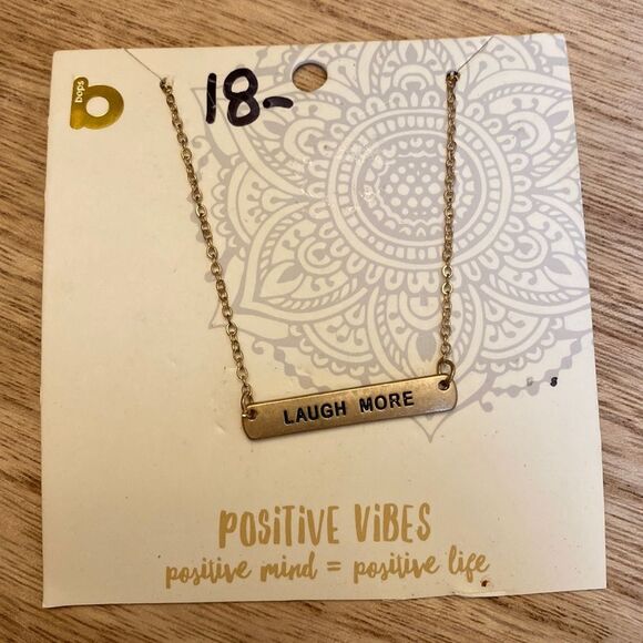 NEW BOPS Laugh More Gold Necklace Positive Vibes Minds Life Female Entrepreneurs - Picture 1 of 2